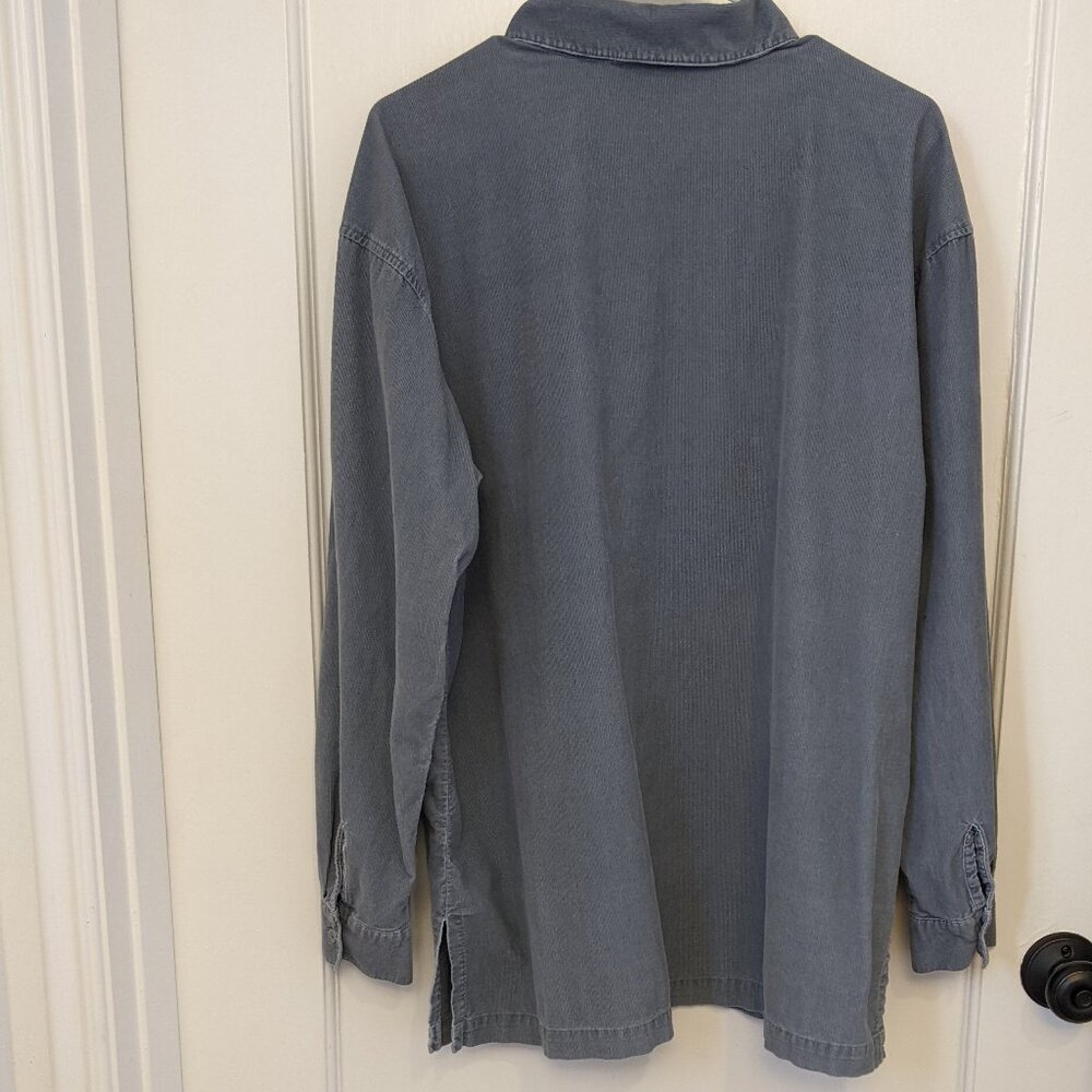 J Jill Corduroy Button Up Shirt Top L Gray Cotton Minimalist Capsule Wardrobe - Picture 2 of 8